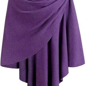 PULI Womens Large Cross Front Poncho Sweater Wrap Topper Knitted Elegant Shawls